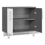 Ulti-MATE Garage 10-Piece Garage Cabinet Kit with Bamboo Worktop in Starfire White Metallic 
