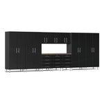 Ulti-MATE Garage 11-Piece Garage Cabinet Set with Bamboo Worktops in Midnight Black Metallic | Garage Giant 