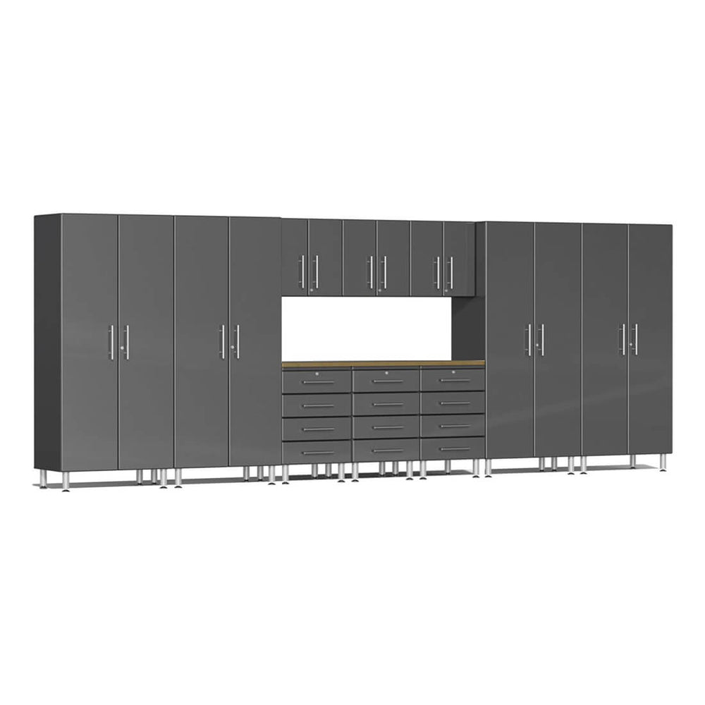 Ulti-MATE Garage 11-Piece Garage Cabinet Set with Bamboo Worktops in Graphite Grey Metallic | Garage Giant