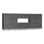 Ulti-MATE Garage 11-Piece Garage Cabinet Set with Bamboo Worktops in Graphite Grey Metallic | Garage Giant 