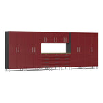 Ulti-MATE Garage 11-Piece Garage Cabinet Set with Bamboo Worktops in Ruby Red Metallic | Garage Giant 