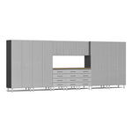Ulti-MATE Garage 11-Piece Garage Cabinet Set with Bamboo Worktops in Stardust Silver Metallic | Garage Giant 