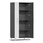 Ulti-MATE Garage 11-Piece Garage Cabinet Set with Bamboo Worktops in Starfire White Metallic 
