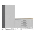 Ulti-MATE Garage 5-Piece Cabinet Set with Bamboo Worktop in Stardust Silver Metallic | Garage Giant 