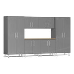 Ulti-MATE Garage 7-Piece Garage Cabinet Kit with Bamboo Worktop in Graphite Grey Metallic | Garage Giant 