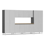 Ulti-MATE Garage 7-Piece Garage Cabinet Kit with Bamboo Worktop in Stardust Silver Metallic | Garage Giant 