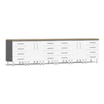 Ulti-MATE Garage 8-Piece Cabinet Kit with Bamboo Worktops in Starfire White Metallic | Garage Giant 