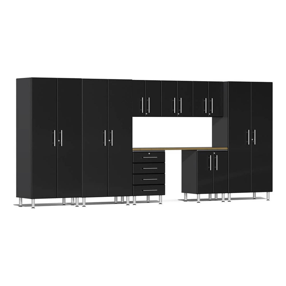 Ulti-MATE Garage 9-Piece Cabinet Kit with Bamboo Top in Midnight Black Metallic | Garage Giant