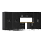 Ulti-MATE Garage 9-Piece Cabinet Kit with Bamboo Top in Midnight Black Metallic | Garage Giant 