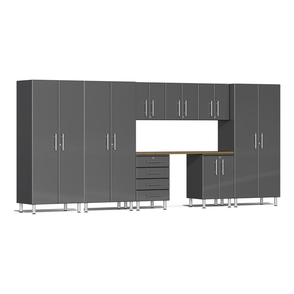 Ulti-MATE Garage 9-Piece Cabinet Kit with Bamboo Top in Graphite Grey Metallic | Garage Giant