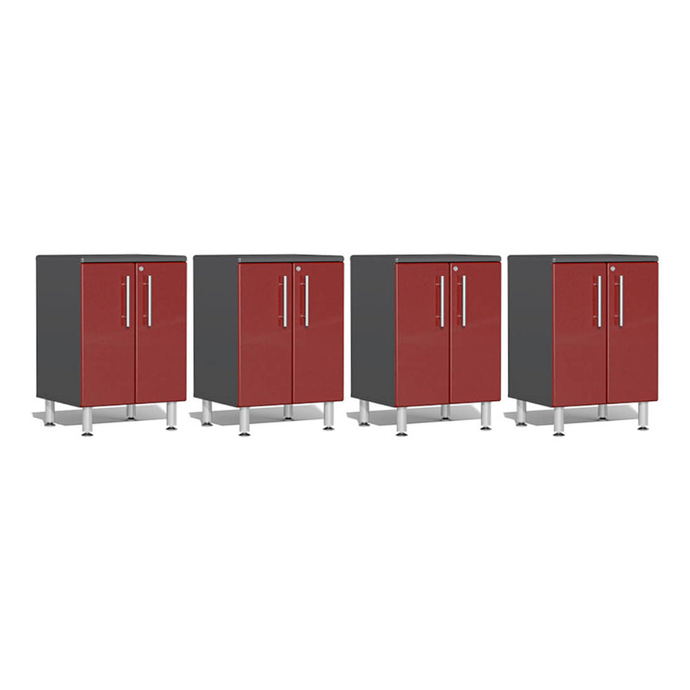 Ulti-MATE Garage 2-Door Base Cabinet in Ruby Red Metallic (4-Pack) | Garage Giant