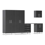 Ulti-MATE Garage 6-Piece Cabinet System with Channeled Worktop in Midnight Black Metallic | Garage Giant 