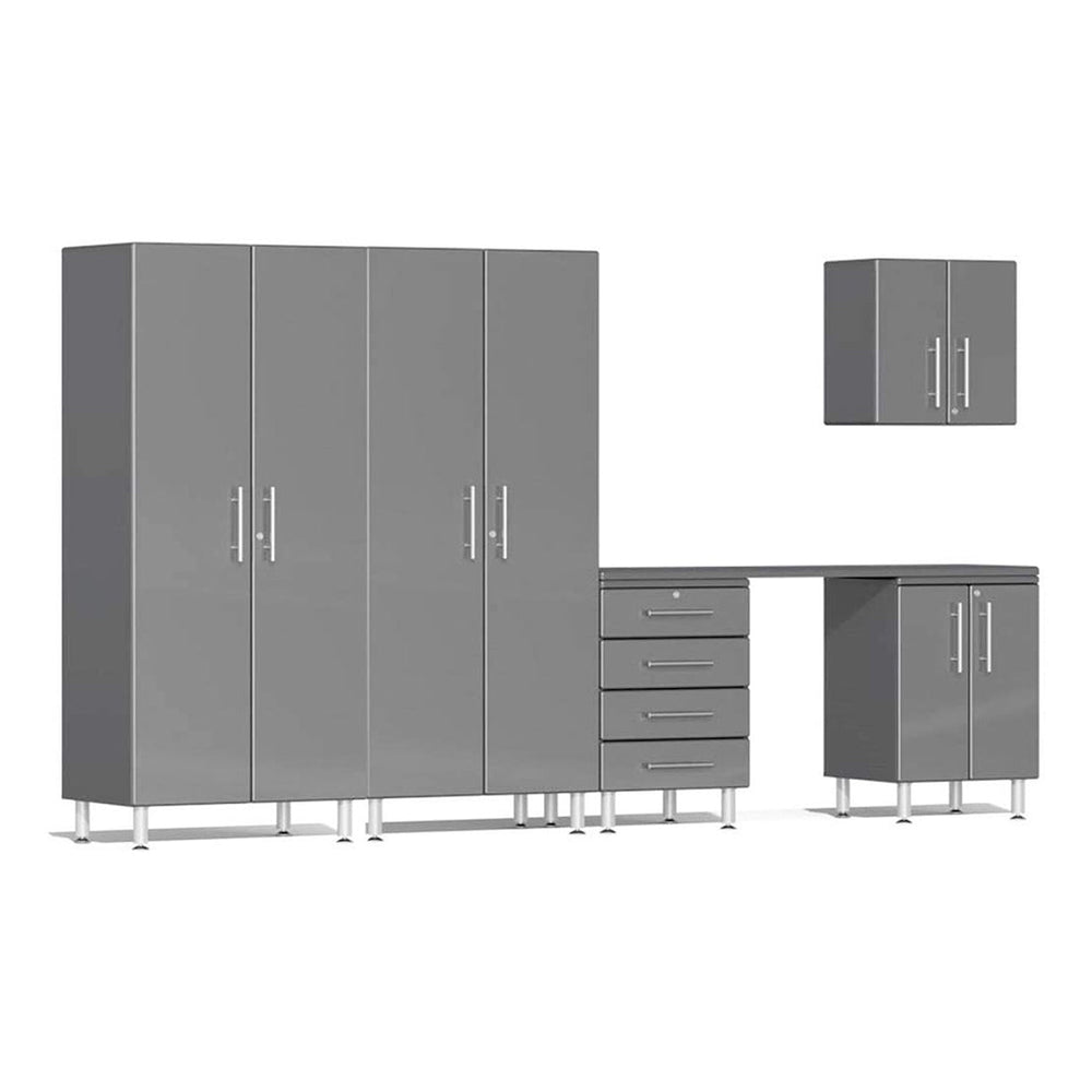 Ulti-MATE Garage 6-Piece Cabinet System with Channeled Worktop in Graphite Grey Metallic | Garage Giant