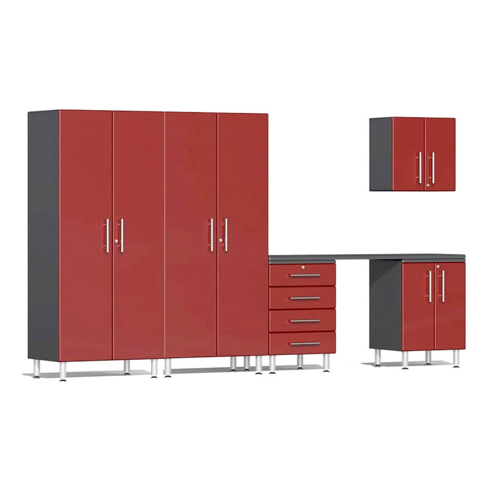 Ulti-MATE Garage 6-Piece Cabinet System with Channeled Worktop in Ruby Red Metallic | Garage Giant