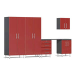 Ulti-MATE Garage 6-Piece Cabinet System with Channeled Worktop in Ruby Red Metallic | Garage Giant 