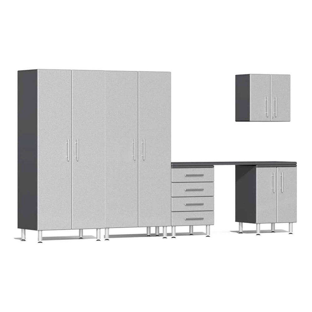 Ulti-MATE Garage 6-Piece Cabinet System with Channeled Worktop in Stardust Silver Metallic | Garage Giant