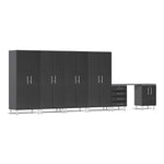 Ulti-MATE Garage 7-Piece Cabinet System with Channeled Worktop in Midnight Black Metallic | Garage Giant 