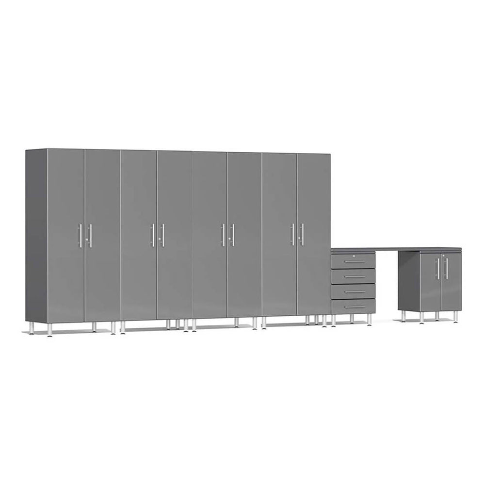 Ulti-MATE Garage 7-Piece Cabinet System with Channeled Worktop in Graphite Grey Metallic | Garage Giant