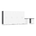 Ulti-MATE Garage 7-Piece Cabinet System with Channeled Worktop in Starfire White Metallic | Garage Giant 