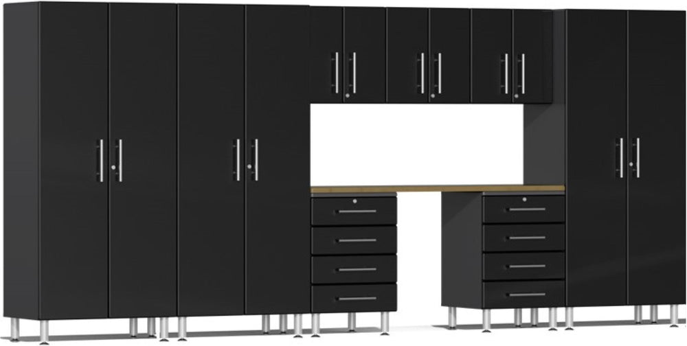 Ulti-MATE Garage Cabinets 9-Piece Cabinet Kit with Bamboo Worktop-UG27092B-Black-Garage Giant