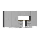 Ulti-MATE Garage 9-Piece Garage Cabinet Set with Bamboo Worktop in Stardust Silver Metallic | Garage Giant 