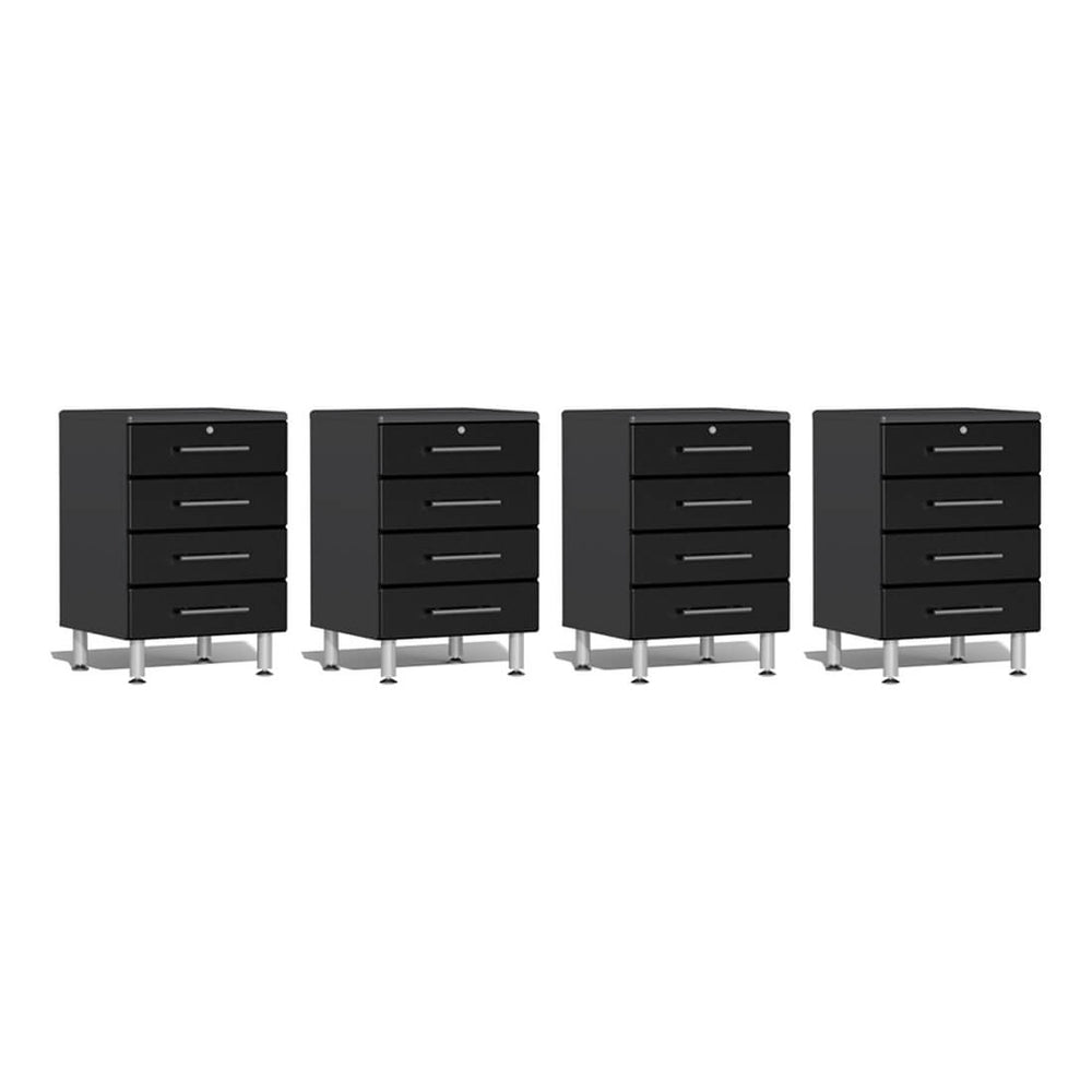 Ulti-MATE Garage 4-Drawer Base Cabinet in Midnight Black Metallic (4-Pack) | Garage Giant