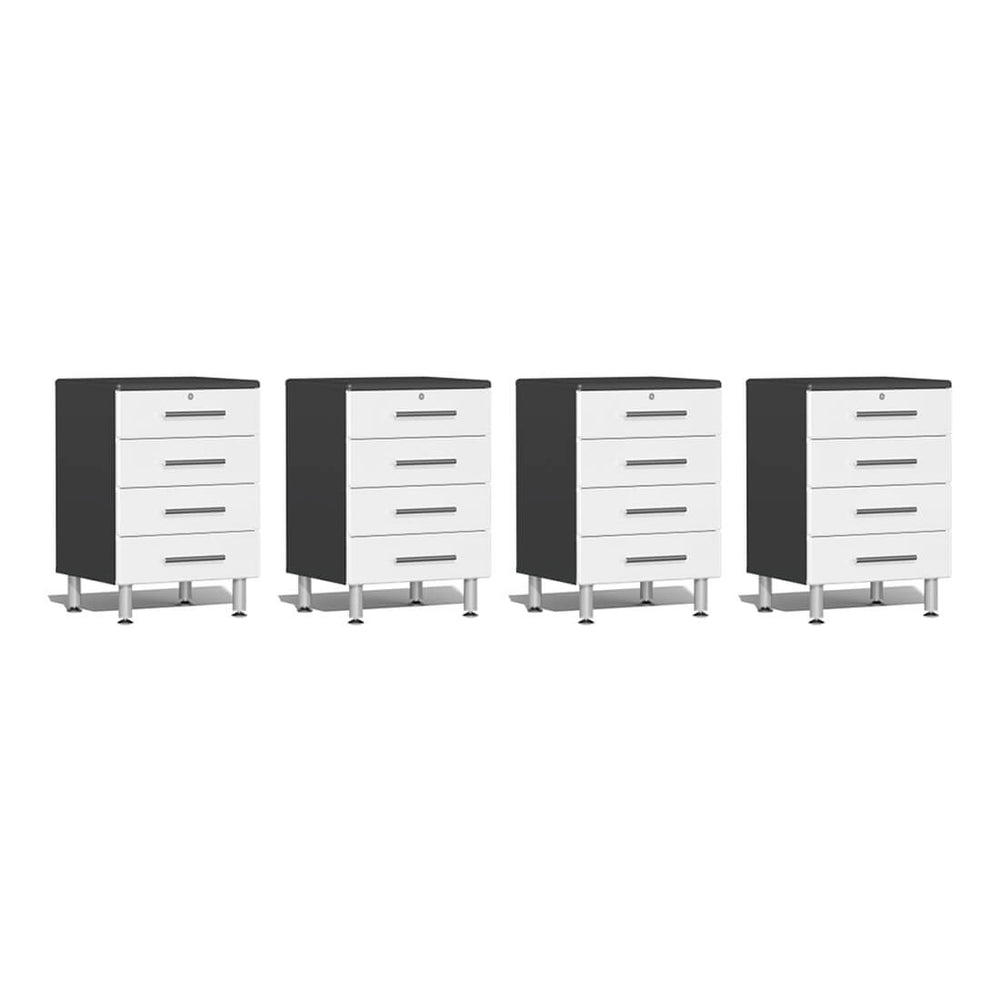 Ulti-MATE Garage 4-Drawer Base Cabinet in Starfire White Metallic (4-Pack) | Garage Giant