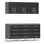 Ulti-MATE Garage 7-Piece Cabinet System with Bamboo Worktop in Midnight Black Metallic | Garage Giant 