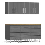 Ulti-MATE Garage 7-Piece Cabinet System with Bamboo Worktop in Graphite Grey Metallic | Garage Giant 