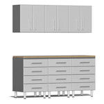 Ulti-MATE Garage 7-Piece Cabinet System with Bamboo Worktop in Stardust Silver Metallic | Garage Giant 