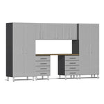 Ulti-MATE Garage 8-Piece Cabinet Set with Bamboo Worktop in Stardust Silver Metallic | Garage Giant 