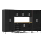 Ulti-MATE Garage 9-Piece Garage Cabinet Kit with Bamboo Worktop in Midnight Black Metallic-UG28092B-Garage Giant 