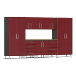 Ulti-MATE Garage 9-Piece Garage Cabinet Kit with Bamboo Worktop in Ruby Red Metallic-UG28092R-Garage Giant 