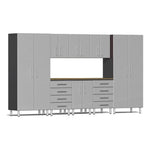 Ulti-MATE Garage 9-Piece Garage Cabinet Kit with Bamboo Worktop in Stardust Silver Metallic-UG28092S-Garage Giant 