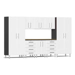Ulti-MATE Garage 9-Piece Garage Cabinet Kit with Bamboo Worktop in Starfire White Metallic-UG28092W-Garage Giant 