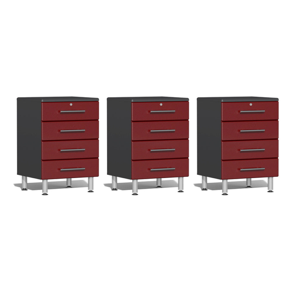 Ulti-MATE Garage 3-Piece 4-Drawer Garage Cabinet Kit in Ruby Red Metallic-UG29030R-Garage Giant