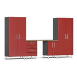 Ulti-MATE Garage Workbench With Drawers, 5-Piece With Base Cabinet And 4-Drawer Base Cabinet-UG29052R-Ruby Red-Garage Giant 