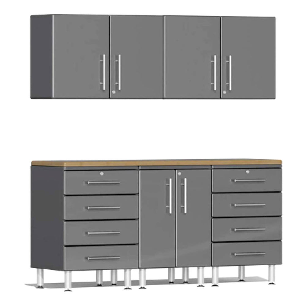 Ulti-MATE Garage 6-Piece Cabinet Set with Bamboo Worktop in Graphite Grey Metallic | Garage Giant