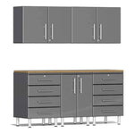 Ulti-MATE Garage 6-Piece Cabinet Set with Bamboo Worktop in Graphite Grey Metallic | Garage Giant 