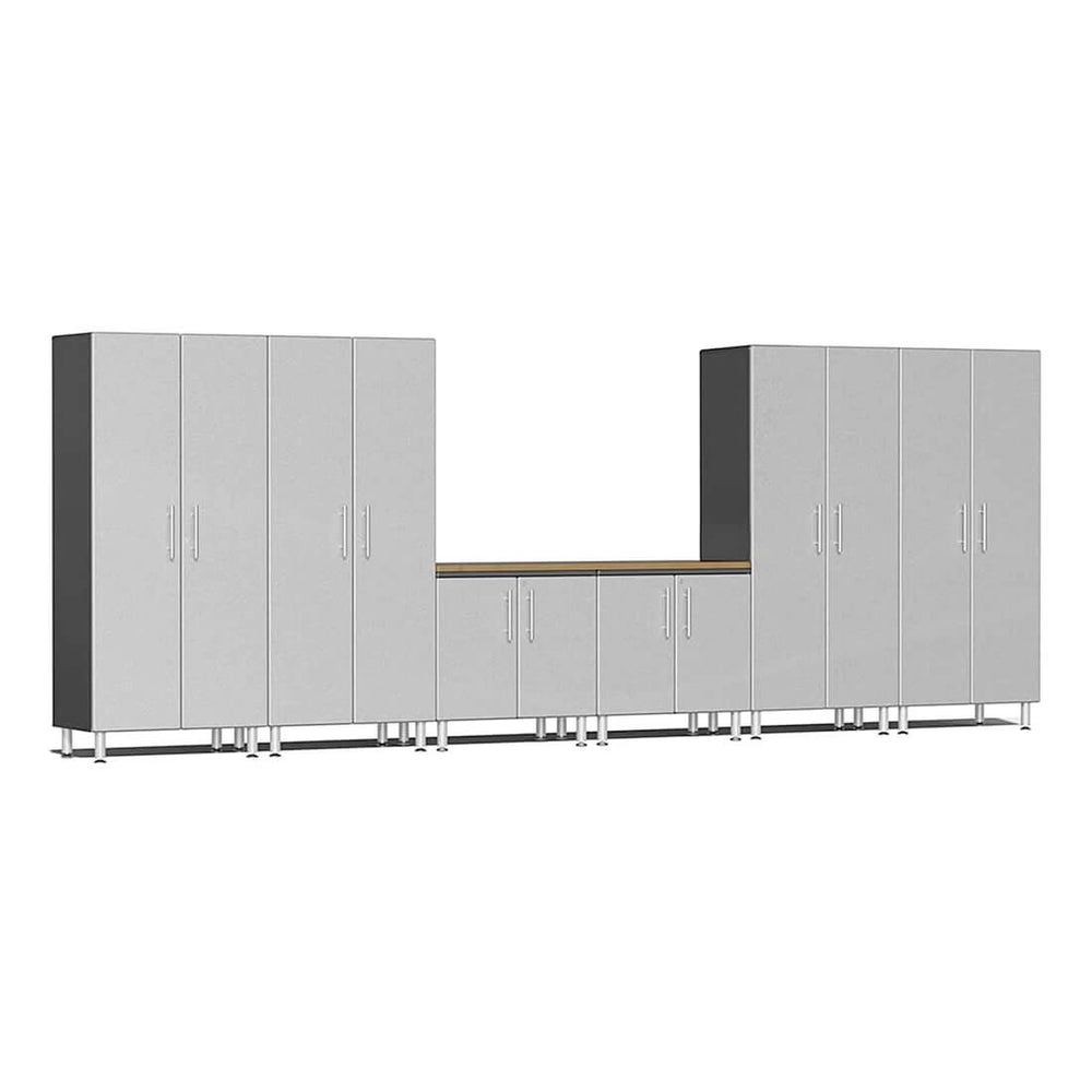 Ulti-MATE Garage 7-Piece Garage Cabinet System with Bamboo Countertop in Stardust Silver Metallic | Garage Giant