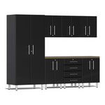 Ulti-MATE Garage 8-Piece Cabinet Set with Bamboo Worktop in Midnight Black Metallic-UG29082B-Garage Giant 