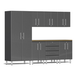 Ulti-MATE Garage 8-Piece Cabinet Set with Bamboo Worktop in Graphite Grey Metallic-UG29082G-Garage Giant 