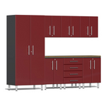 Ulti-MATE Garage 8-Piece Cabinet Set with Bamboo Worktop in Ruby Red Metallic-UG29082R-Garage Giant 