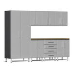 Ulti-MATE Garage 8-Piece Cabinet Set with Bamboo Worktop in Stardust Silver Metallic-UG29082S-Garage Giant 