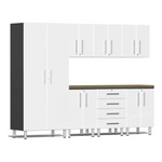 Ulti-MATE Garage 8-Piece Cabinet Set with Bamboo Worktop in Starfire White Metallic-UG29082W-Garage Giant 