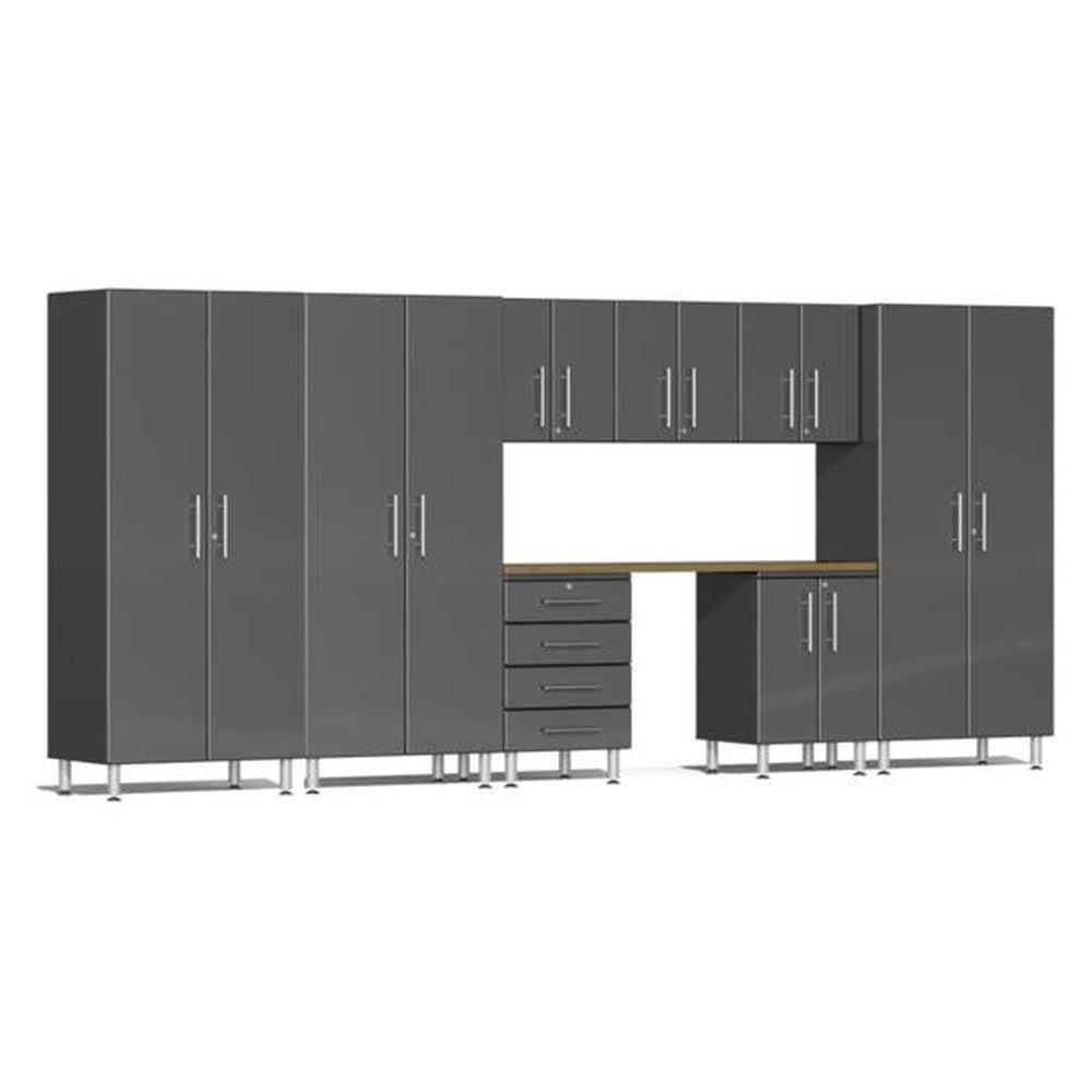 Ulti-MATE Garage Cabinets 9-Piece Set With 3x Tall Cabinets, 3x Wall Cabinets And Base Cabinets-UG26092G-Grey-Garage Giant