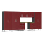 Ulti-MATE Garage Cabinets 9-Piece Set With 3x Tall Cabinets, 3x Wall Cabinets And Base Cabinets-UG26092R-Red-Garage Giant 