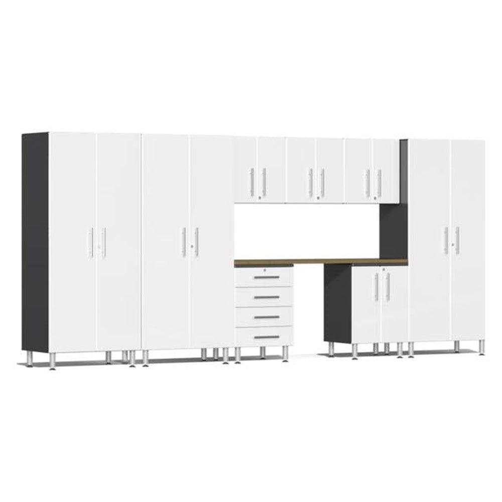 Ulti-MATE Garage Cabinets 9-Piece Set With 3x Tall Cabinets, 3x Wall Cabinets And Base Cabinets-UG26092W-White-Garage Giant