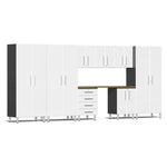 Ulti-MATE Garage Cabinets 9-Piece Set With 3x Tall Cabinets, 3x Wall Cabinets And Base Cabinets-UG26092W-White-Garage Giant 