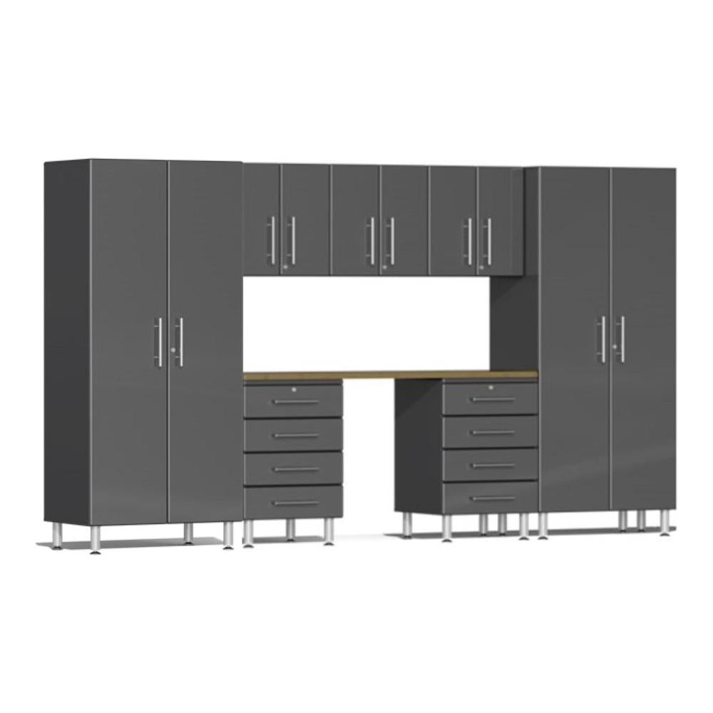 Ulti-MATE Garage Cabinets 8-Piece Cabinet Kit with Bamboo Worktop-UG28082G-Grey-Garage Giant